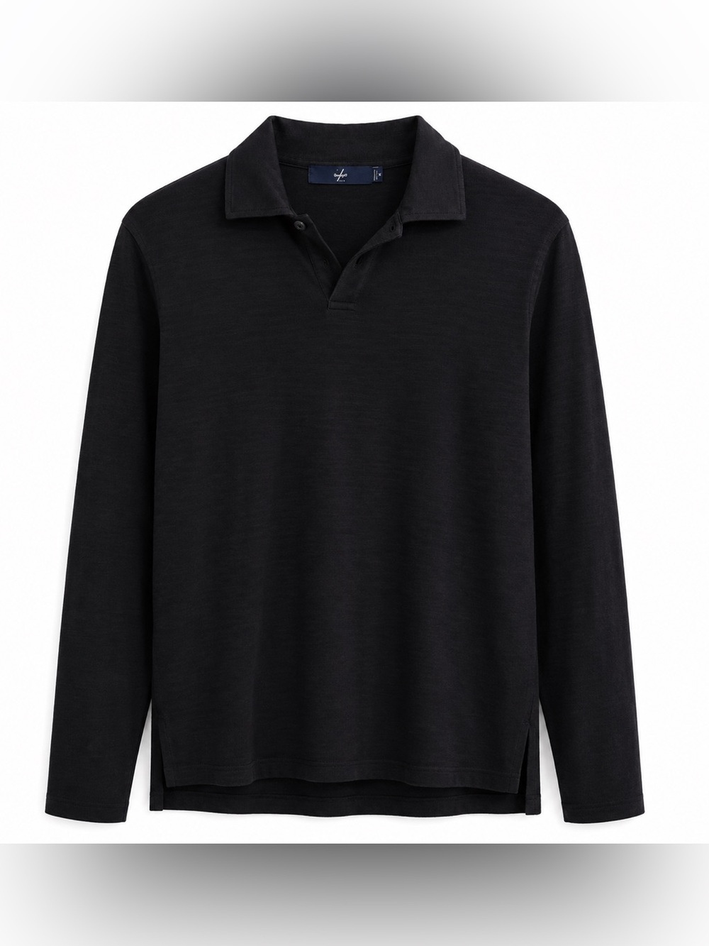 Zegna Sport Men’s Small Black Long Sleeve Polo Shirt Cotton Tencel Luxury Italy
